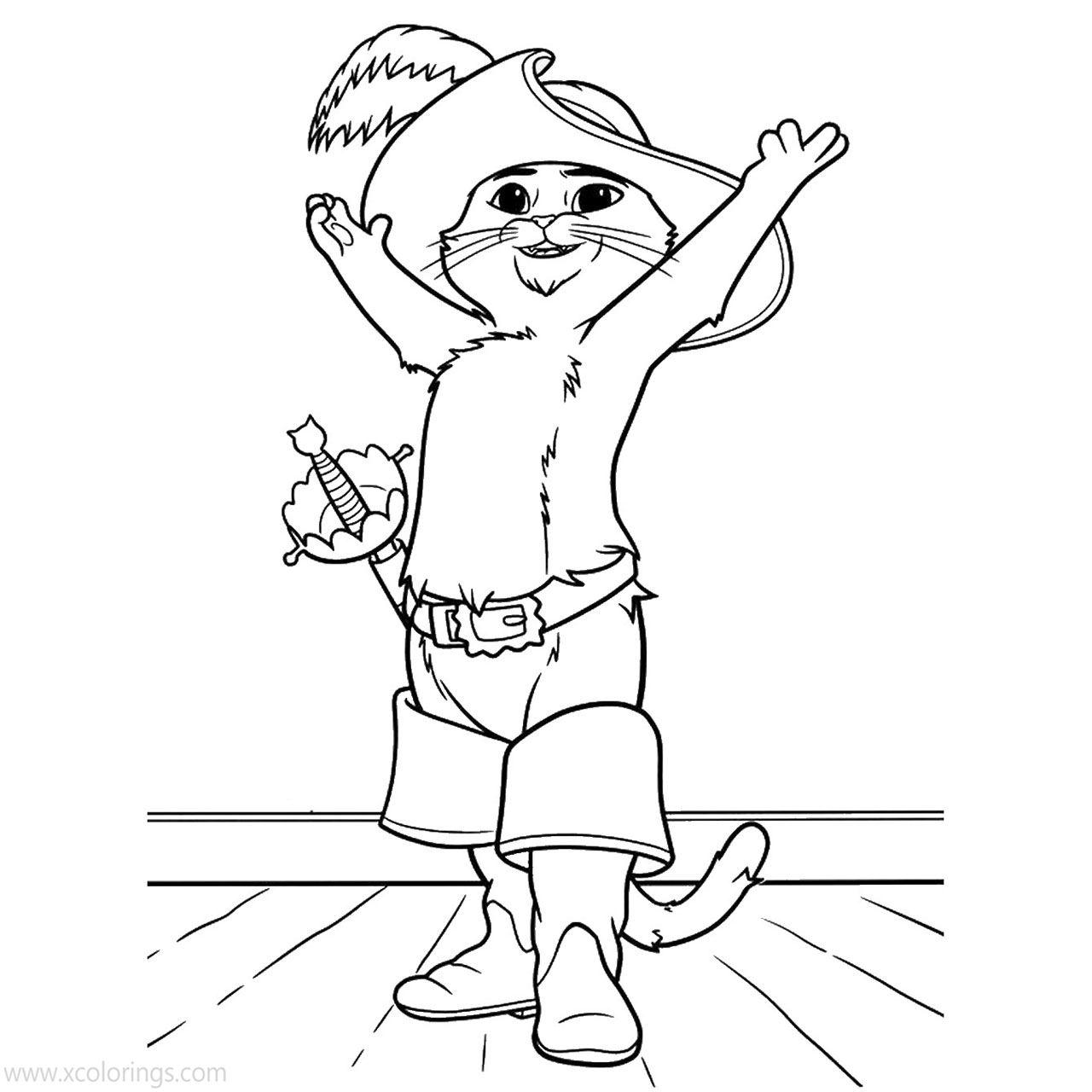 Free Proud Puss in Boots Coloring Pages printable