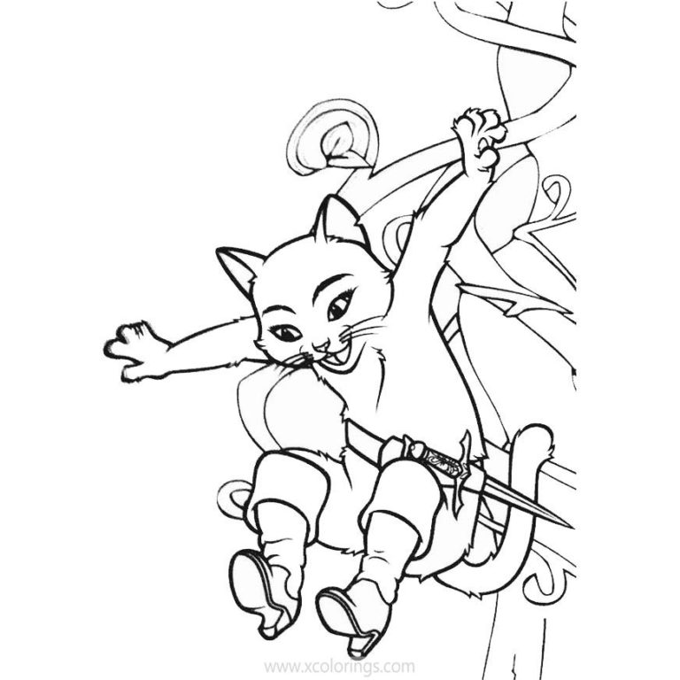 Puss in Boots Coloring Pages with Shrek - XColorings.com