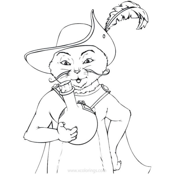 Puss in Boots Coloring Pages Lineart - XColorings.com