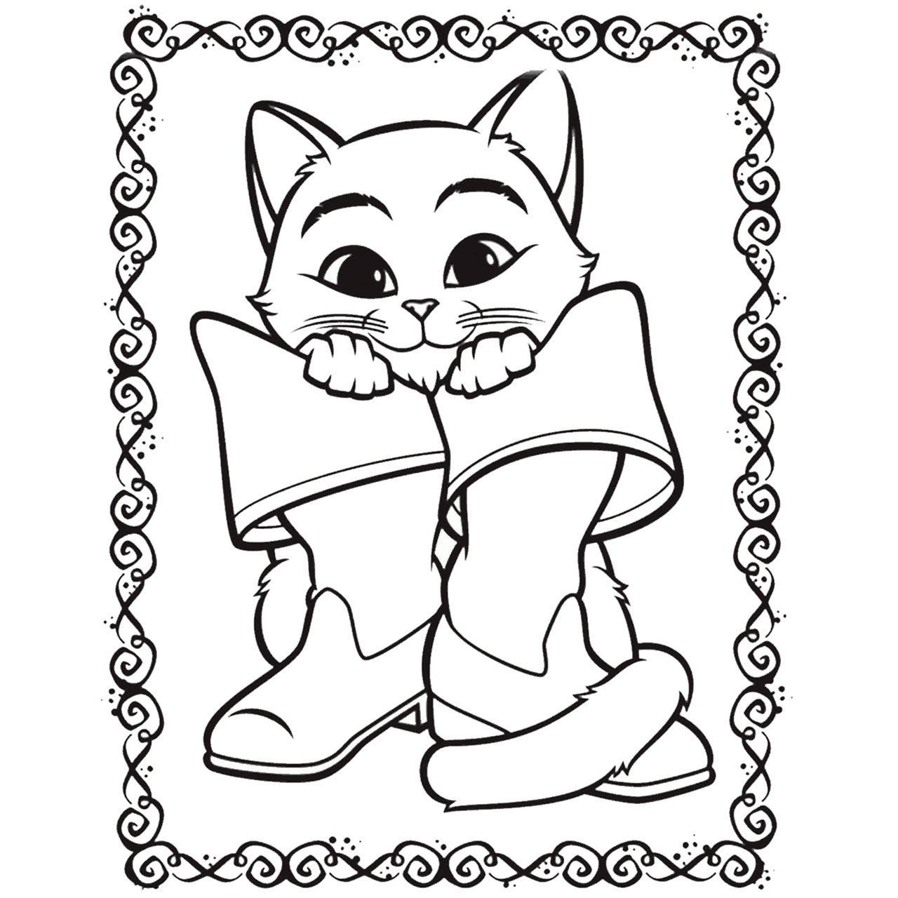 Free Puss in Boots Coloring Pages Kitten with Boots printable