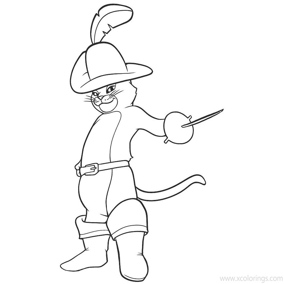 Free Puss in Boots Coloring Pages Lineart printable