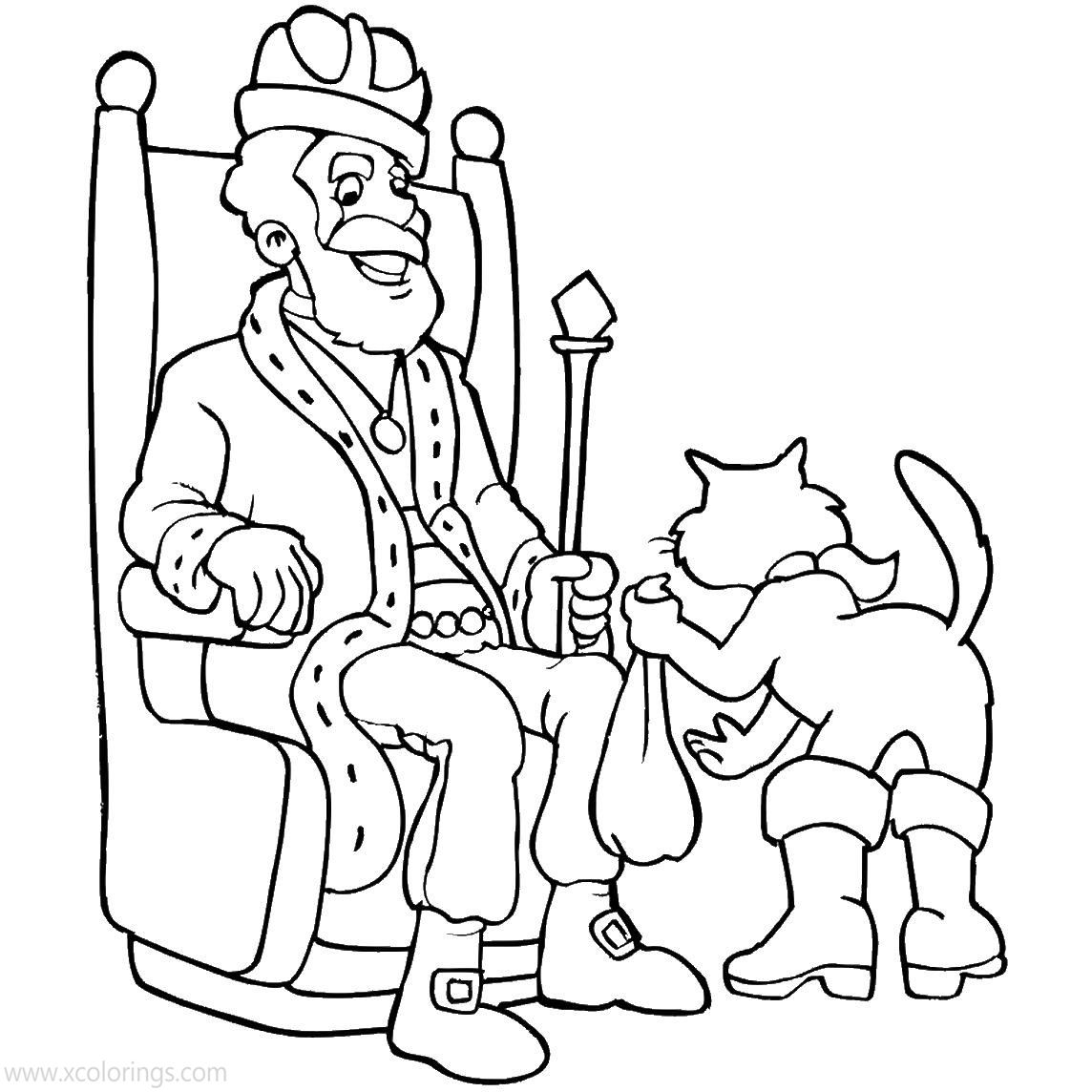 Free Puss in Boots Coloring Pages with King printable