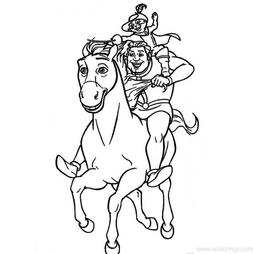Free Puss in Boots Coloring Pages with Shrek printable