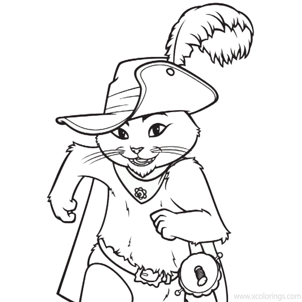 Free Puss in Boots is Running Coloring Pages printable