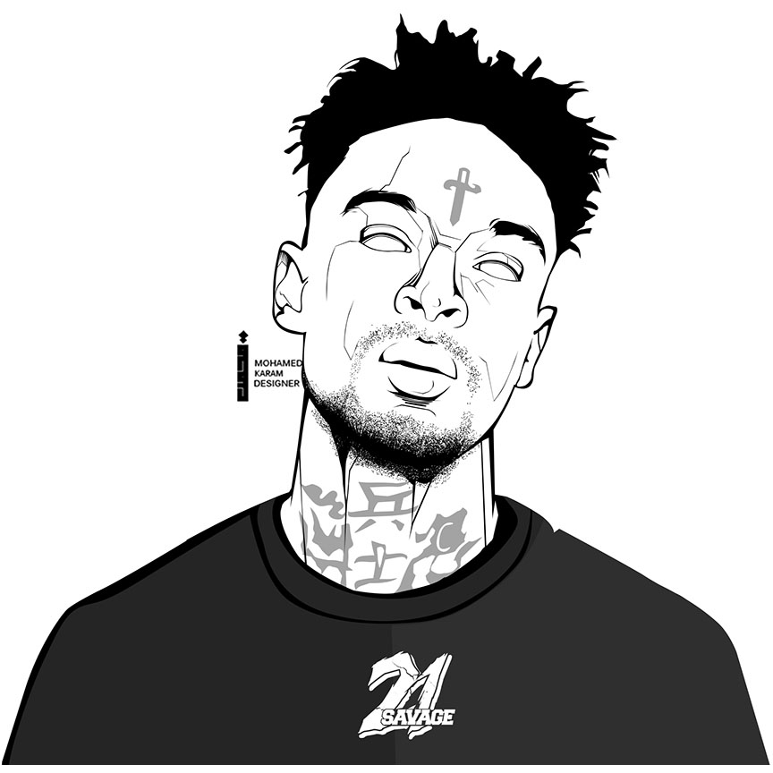 Free Rapper 21 Savage Coloring Pages Fanart printable