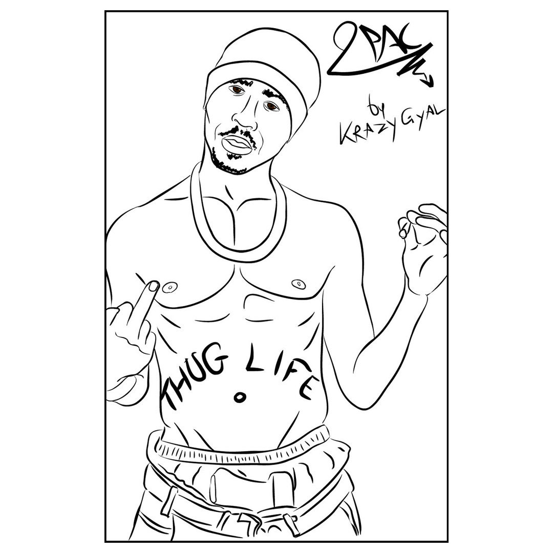 Free Rapper 2pac Coloring Pages printable