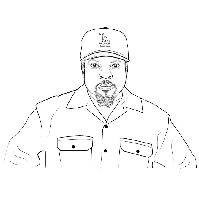Free Rapper Ice Cube Coloring Pages Line Art printable