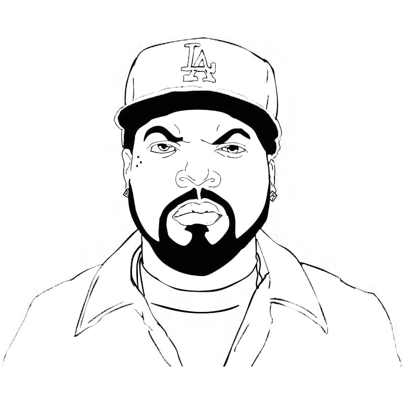 Free Rapper Ice Cube Coloring Pages Linear printable