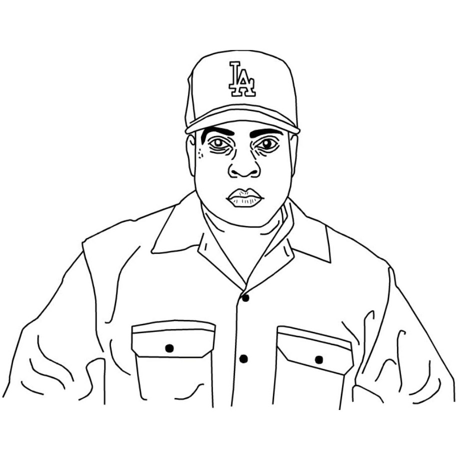 Free Rapper Ice Cube Coloring Pages by Rezaul Drawing Academy printable
