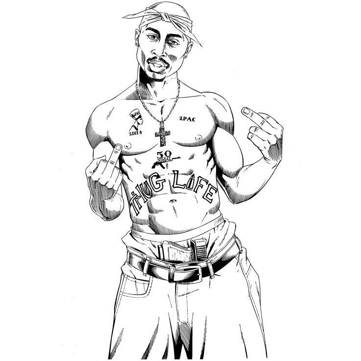 Free Rapper Tupac Coloring Pages printable