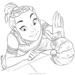 raya and tuk tuk from raya and the last dragon coloring pages
