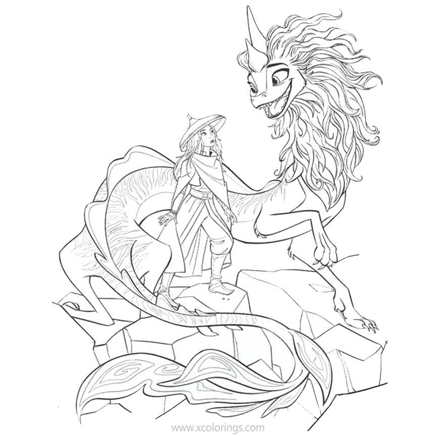 Mulan Coloring Pages Running with Little Brother - XColorings.com