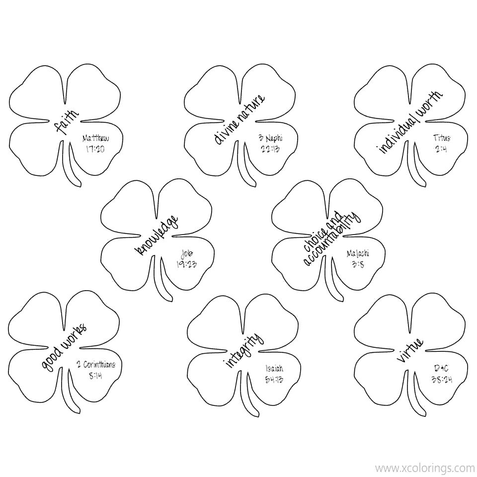Free St. Patrick's Day Four Leaf-Clover Coloring Pages printable