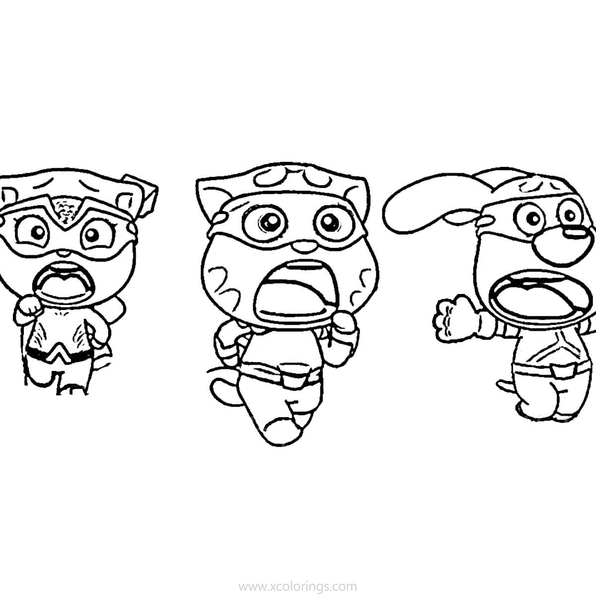 Free Talking Tom Heroes Coloring Pages Angela Tom and Hank printable