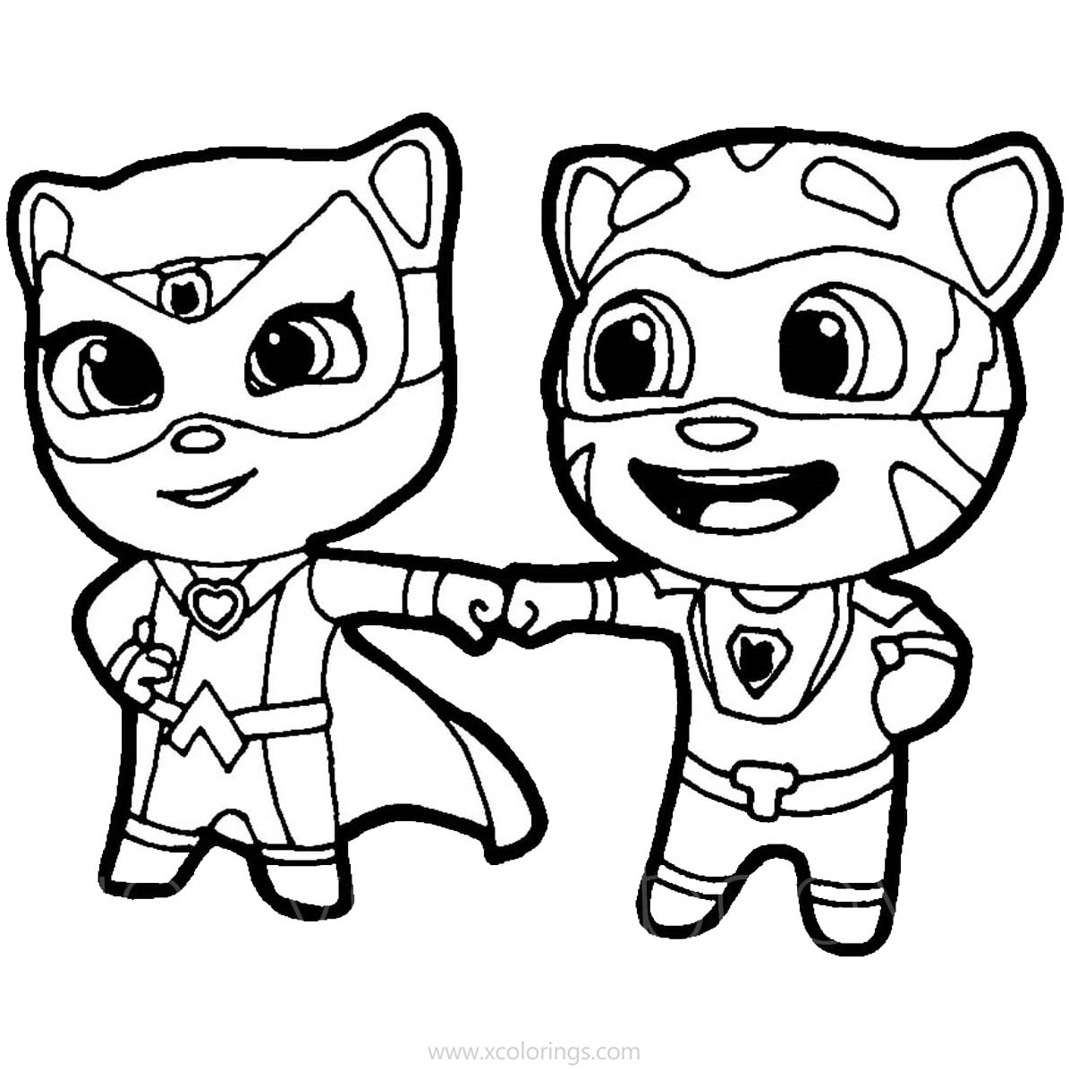 Free Talking Tom Heroes Coloring Pages Tom and Angela printable