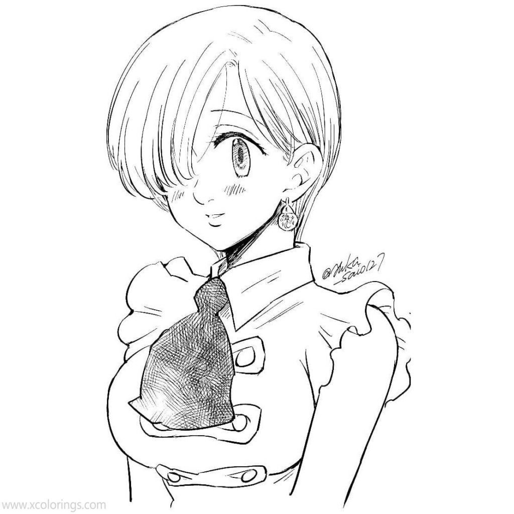 Cute Elizabeth from The Seven Deadly Sins Coloring Pages - XColorings.com