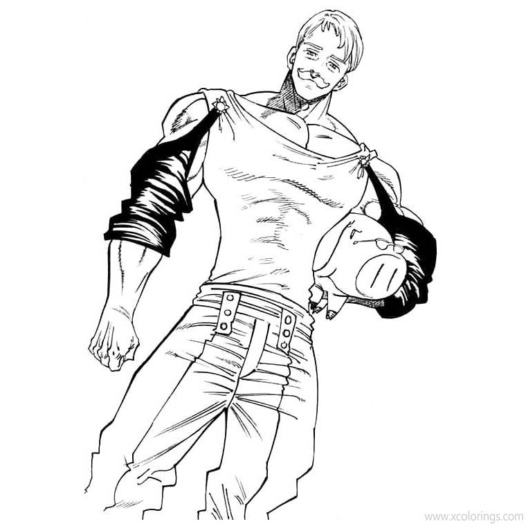 Free The Seven Deadly Sins Coloring Pages Escanor and Hawke printable