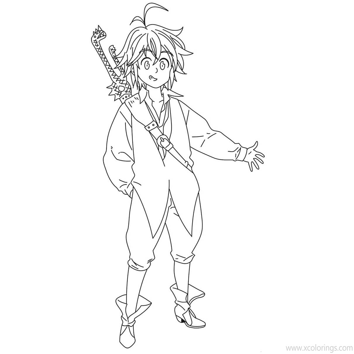 Free The Seven Deadly Sins Coloring Pages Meliodas Black and White printable