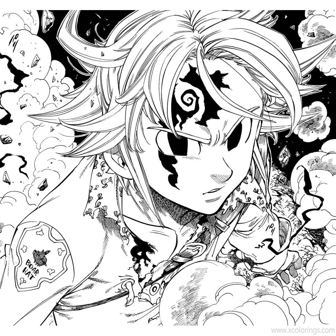 The Seven Deadly Sins Coloring Pages Meliodas Printable - XColorings.com