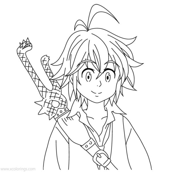 The Seven Deadly Sins Coloring Pages Character Meliodas and Elizabeth
