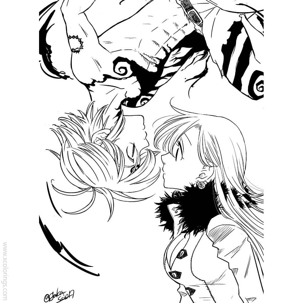 Free The Seven Deadly Sins Coloring Pages Melodias and Elizabeth Fan Artwork printable
