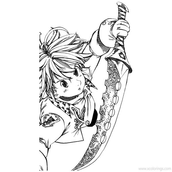 Free The Seven Deadly Sins Meliodas with Dagger Coloring Pages printable