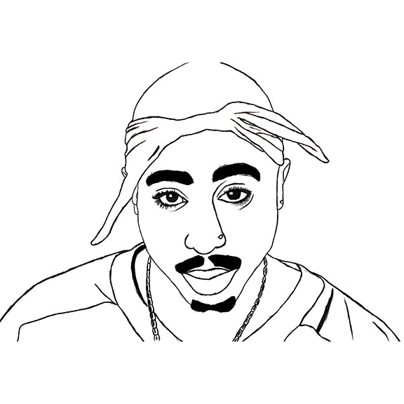 Free Tupac Coloring Pages Outline printable