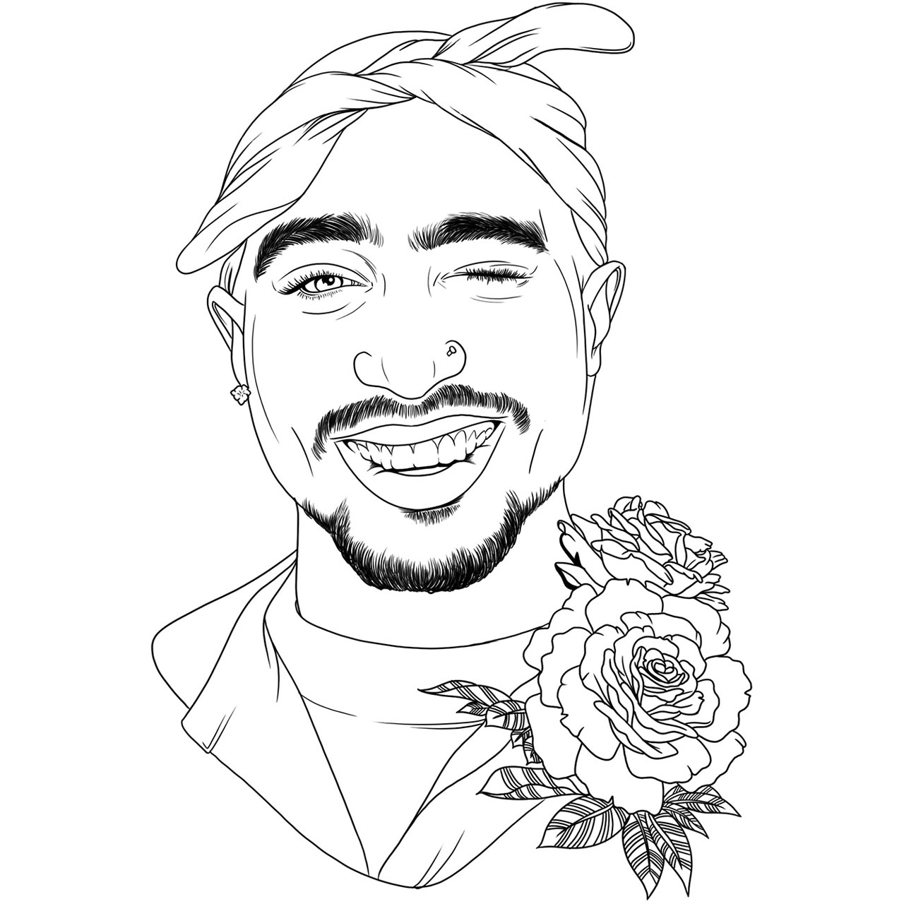 Free Tupac Coloring Pages Portrait printable