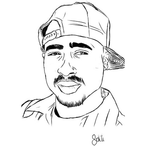Free Tupac Coloring Pages with Hat printable