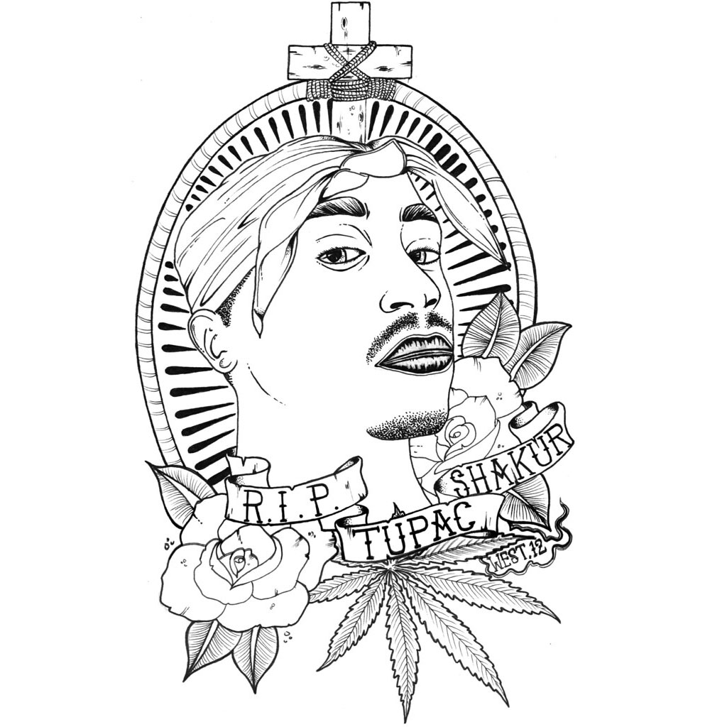 Free Tupac Shakur Illustration by dwestbury93 printable