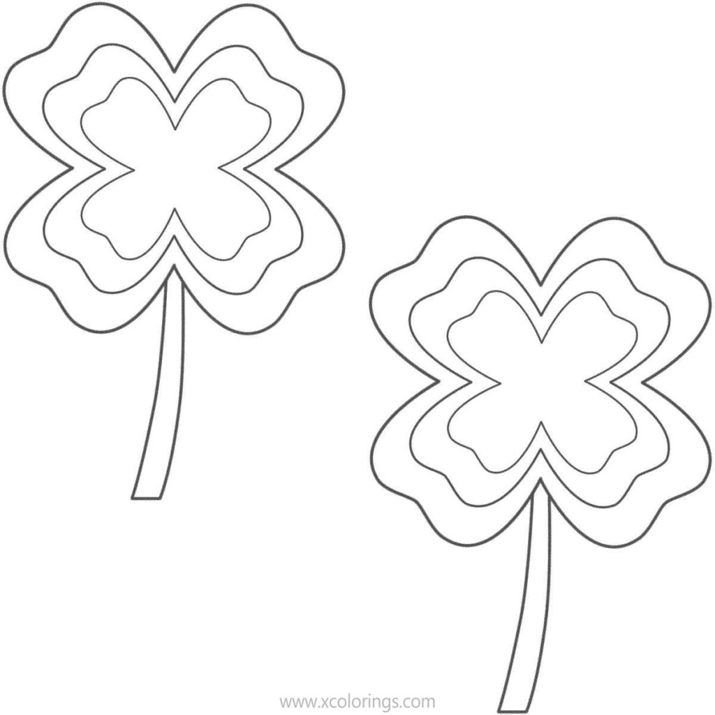 4 Leaf Clover Coloring Pages Lineart - XColorings.com