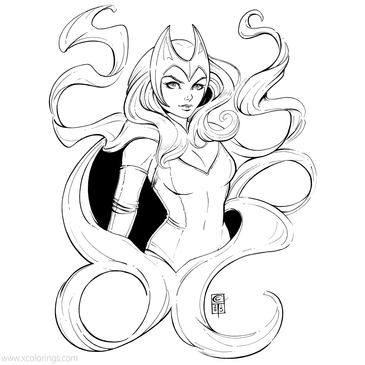 Free WandaVision Coloring Pages Scarlet Witch Lineart by ColletteTurner printable