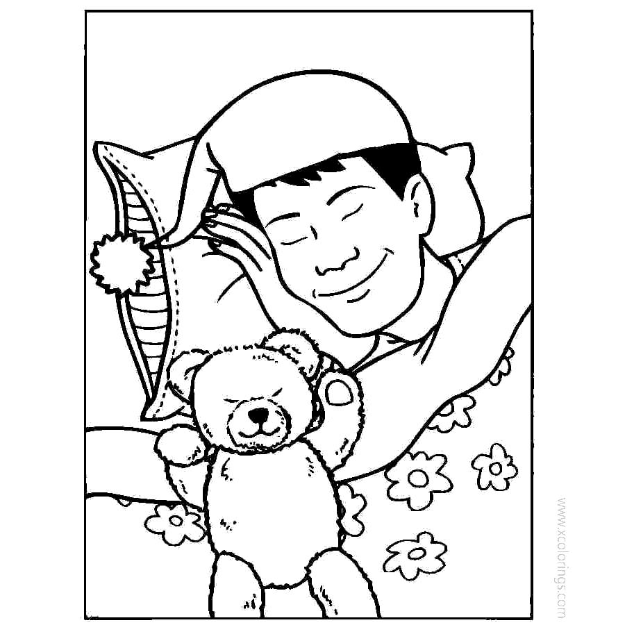 Free Wiggles Coloring Pages with Toy Bear printable