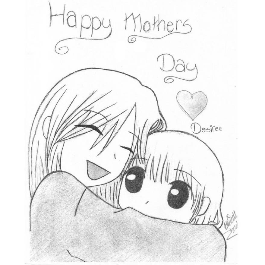 Free Anime Mother's Day Coloring Pages printable