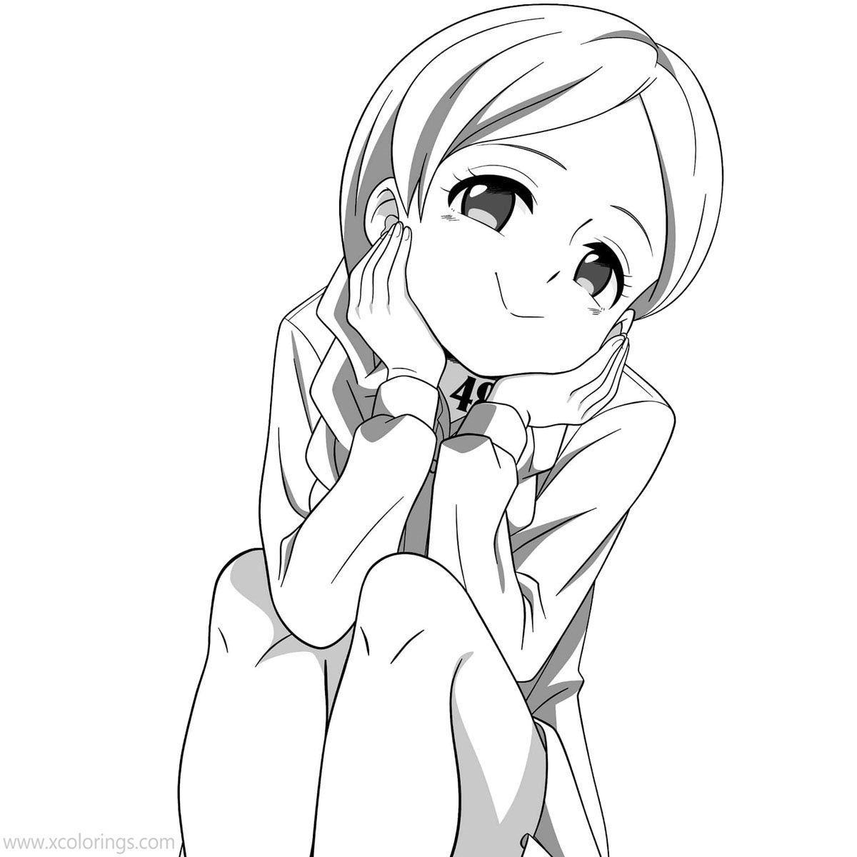 The Promised Neverland Coloring Pages Emma is Angry - XColorings.com