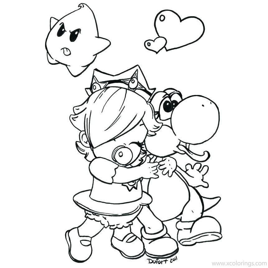 Free Baby Rosalina Coloring Pages with Luma and Luigi printable