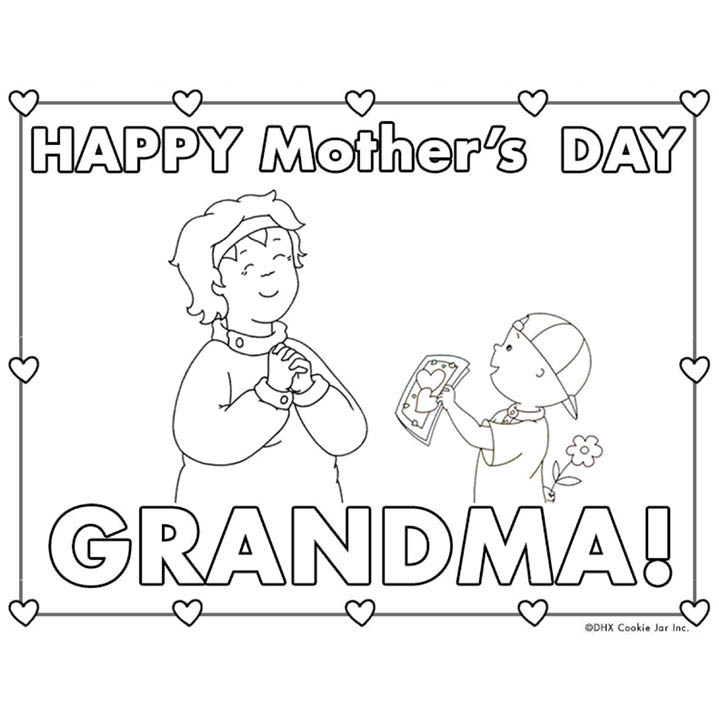 Free Caillou Mother's Day Coloring Pages for Grandma printable
