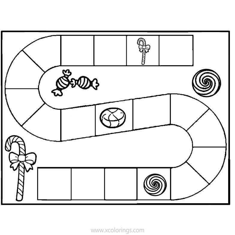 Free Candyland Board Coloring Pages Template printable