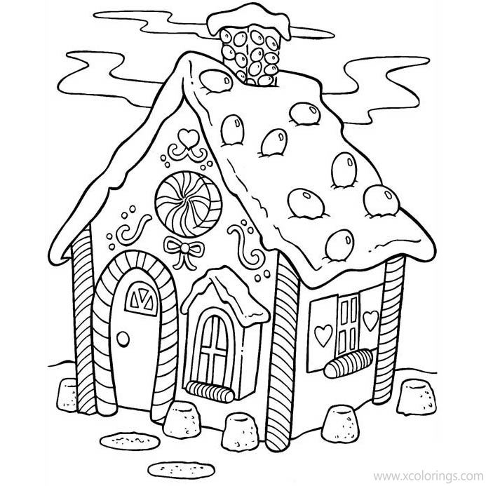 Free Candyland Gingerbread House Coloring Pages printable