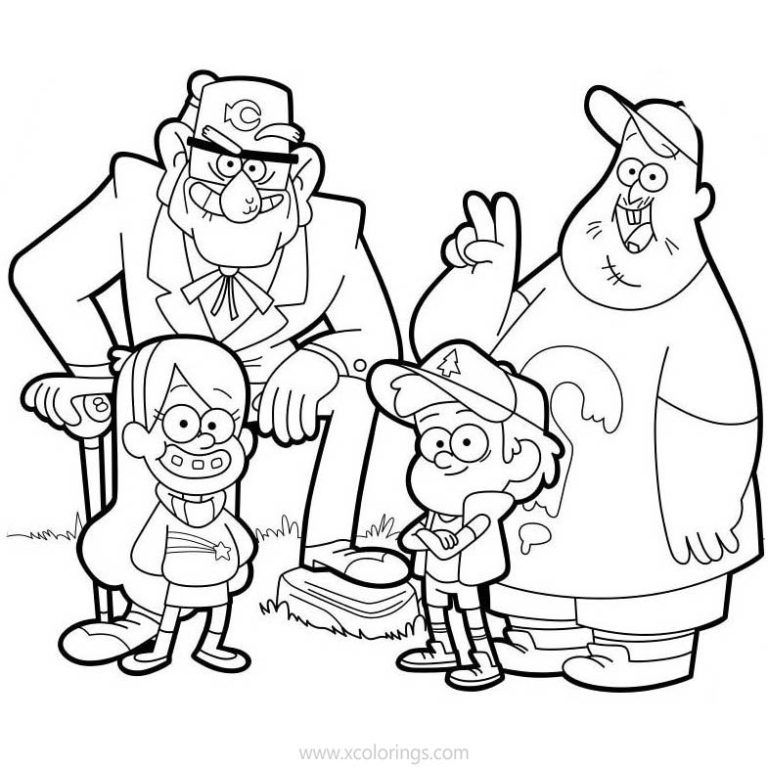Gravity Falls Coloring Pages Dipper Mabel Uncle Stan and Soos