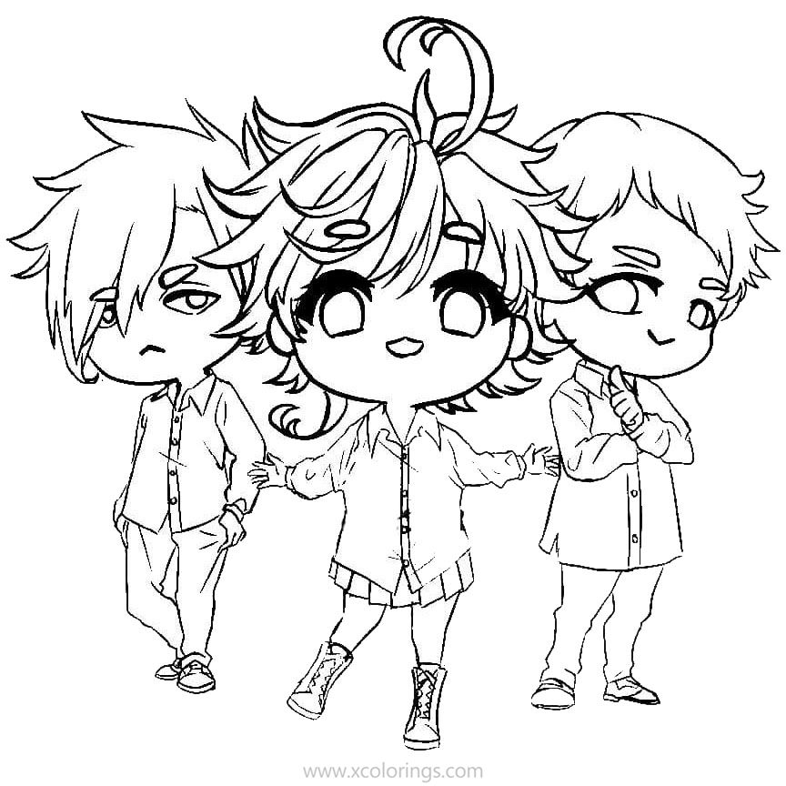 Chibi Characters from The Promised Neverland Coloring Pages