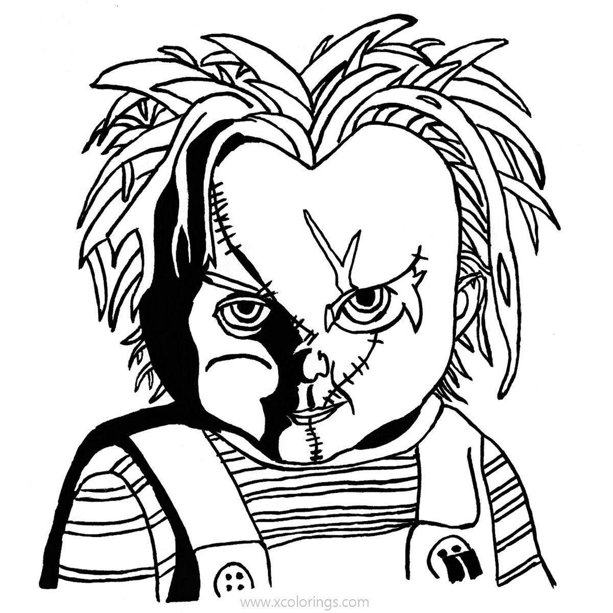 Chucky Coloring Pages with a Baseball Bat by captstar1 - XColorings.com