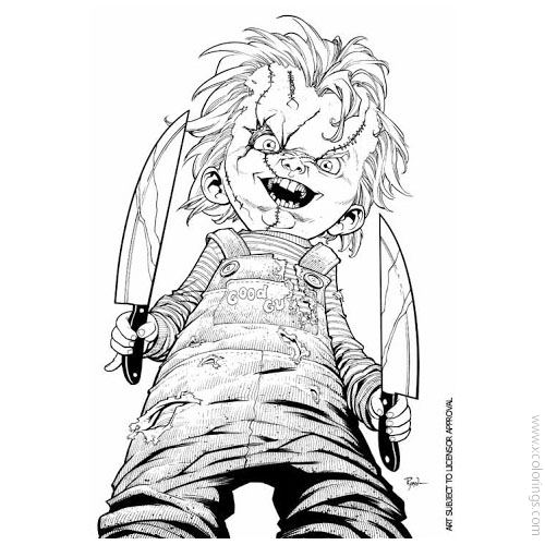 Free Chucky Coloring Pages Black and White printable