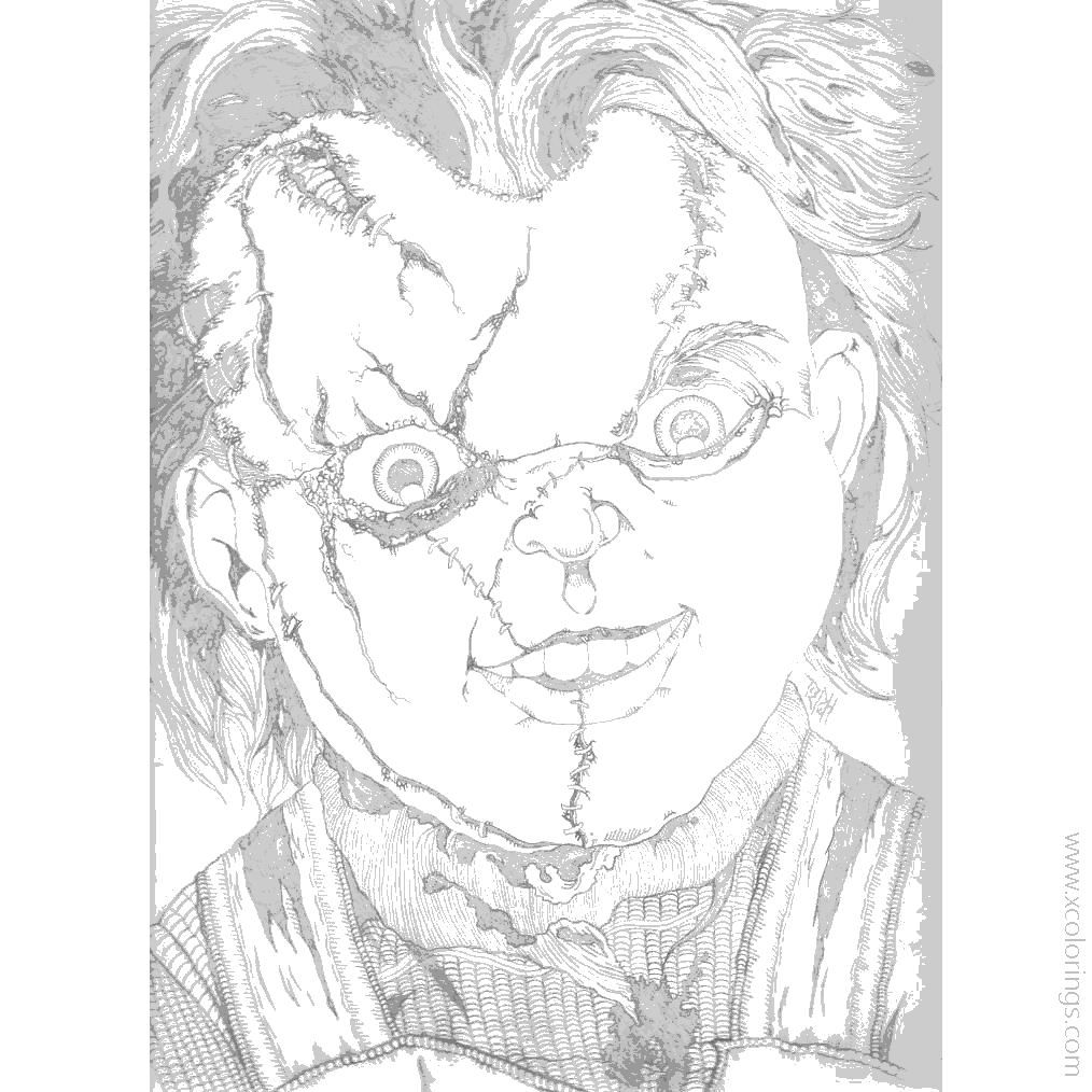 Chucky Coloring Pages Lineart by eyball - XColorings.com