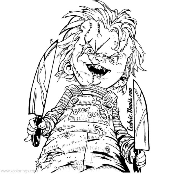 Chucky Coloring Pages Lineart by eyball - XColorings.com