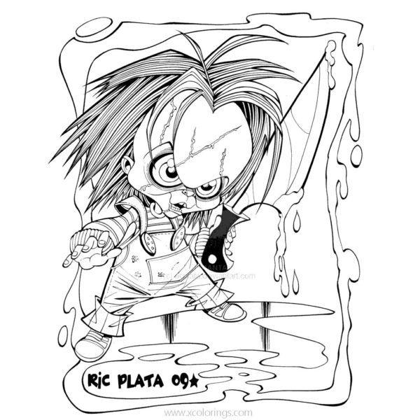 Chucky Coloring Pages Lineart by eyball - XColorings.com