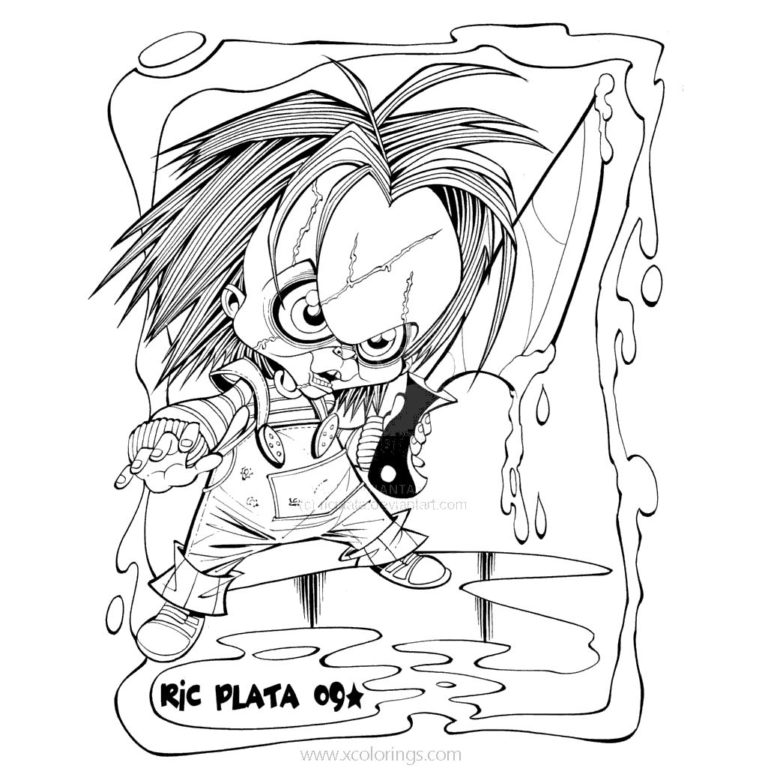 Chucky Coloring Pages Lineart by eyball - XColorings.com