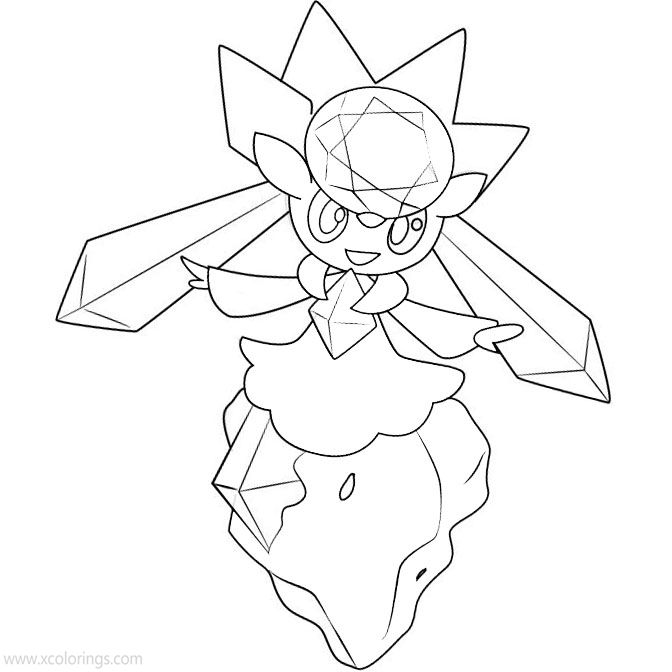 Free Diancie from Pokemon Coloring Pages printable