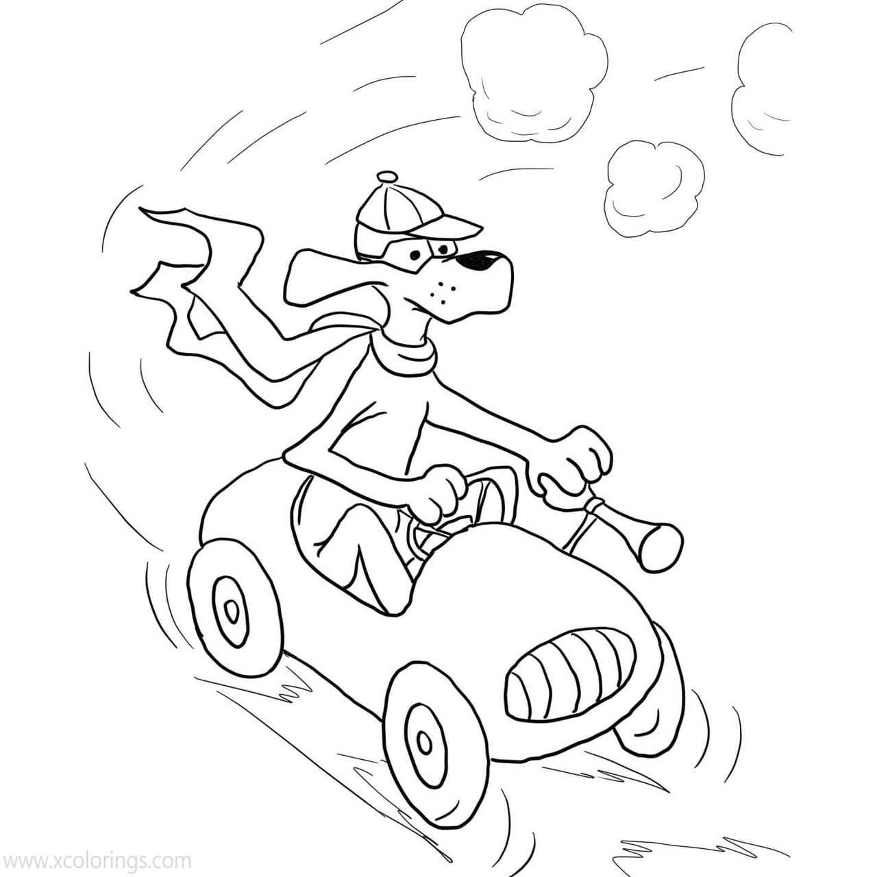 Free Go Dog Go Coloring Pges Boy Dog Driving the Car printable