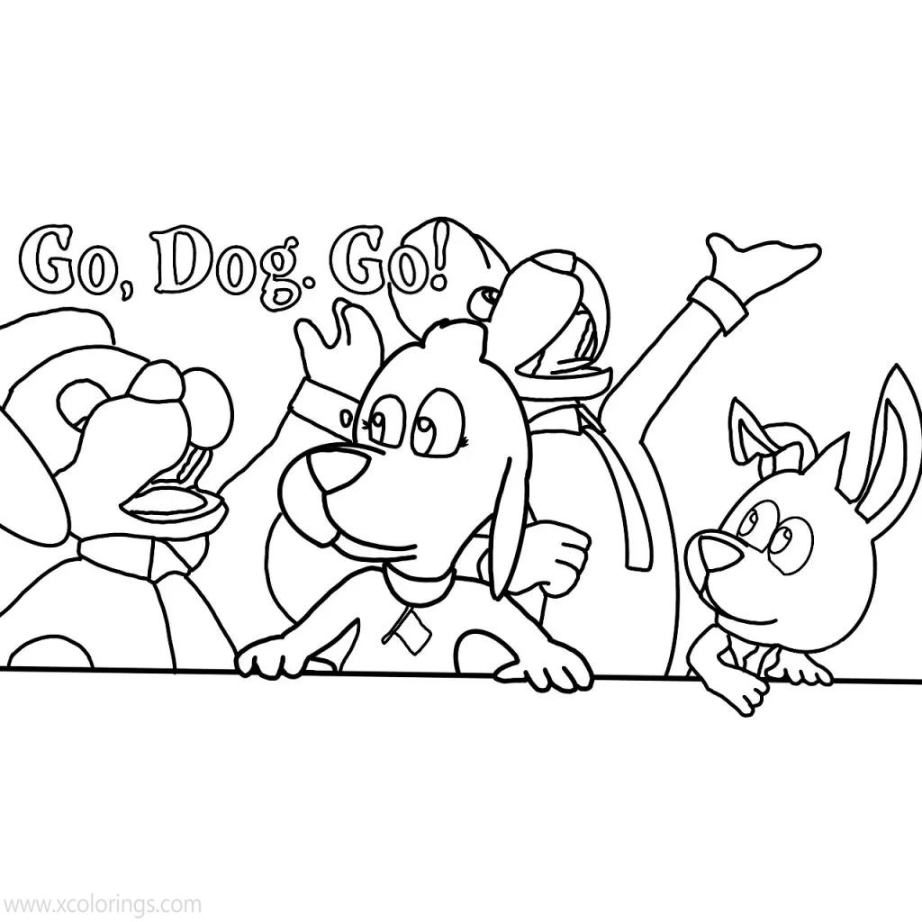 Free Go Dog Go Coloring Pges Characters printable
